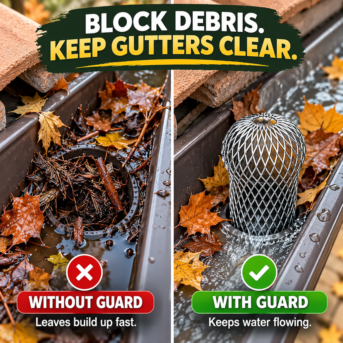 🛡️Aluminum Alloy Gutter Guard/Strainer (2-Pack) – Suitable for Home Drainage Systems