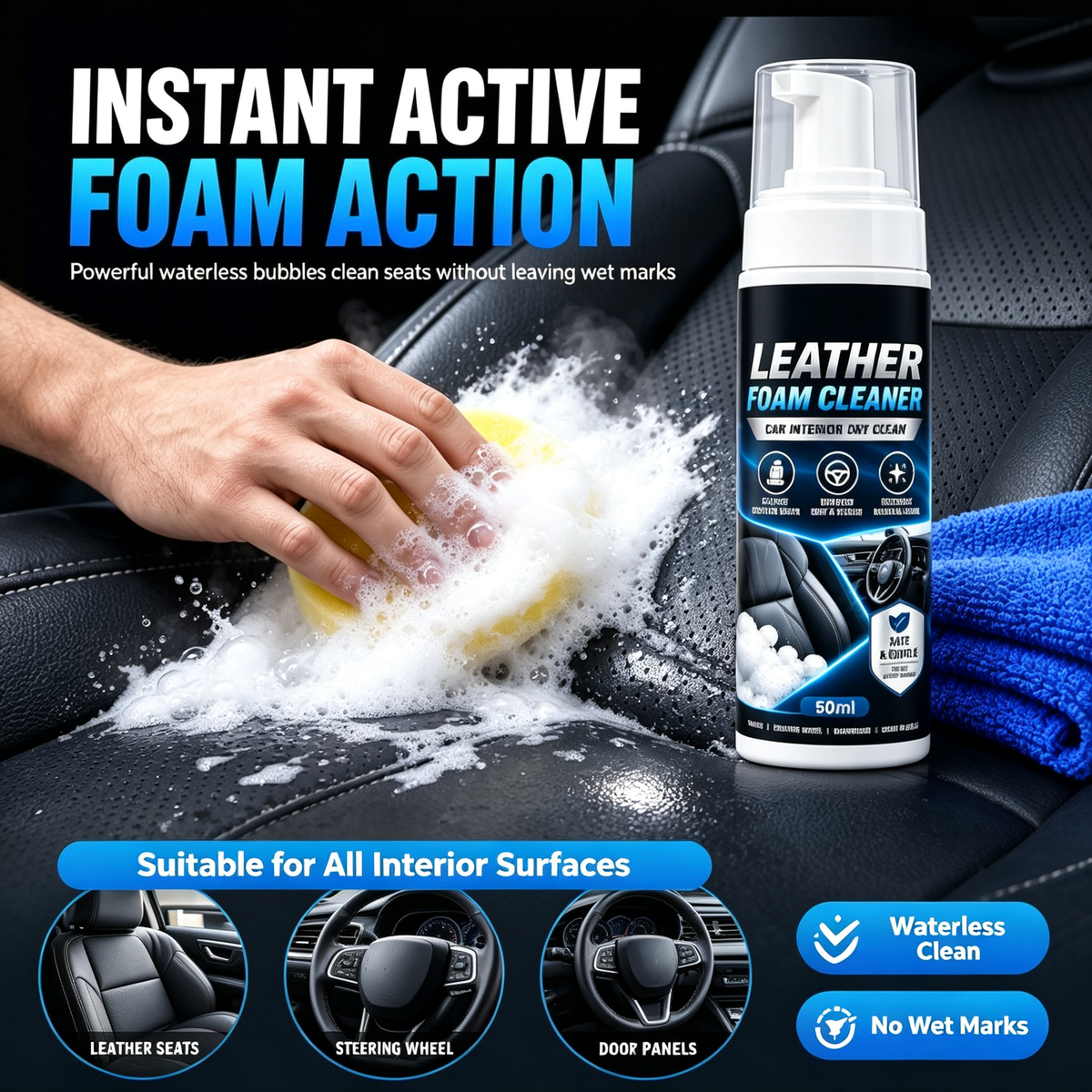 Car Interior Leather Foam Cleaner Kit