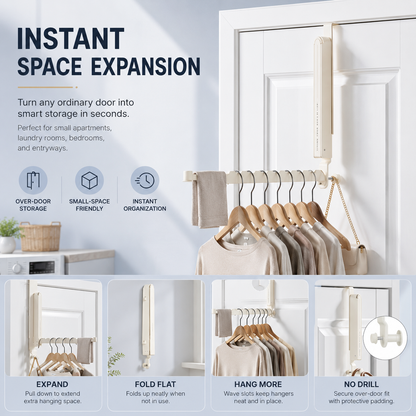 🛠️Retractable and foldable wall hooks - portable clothes rack