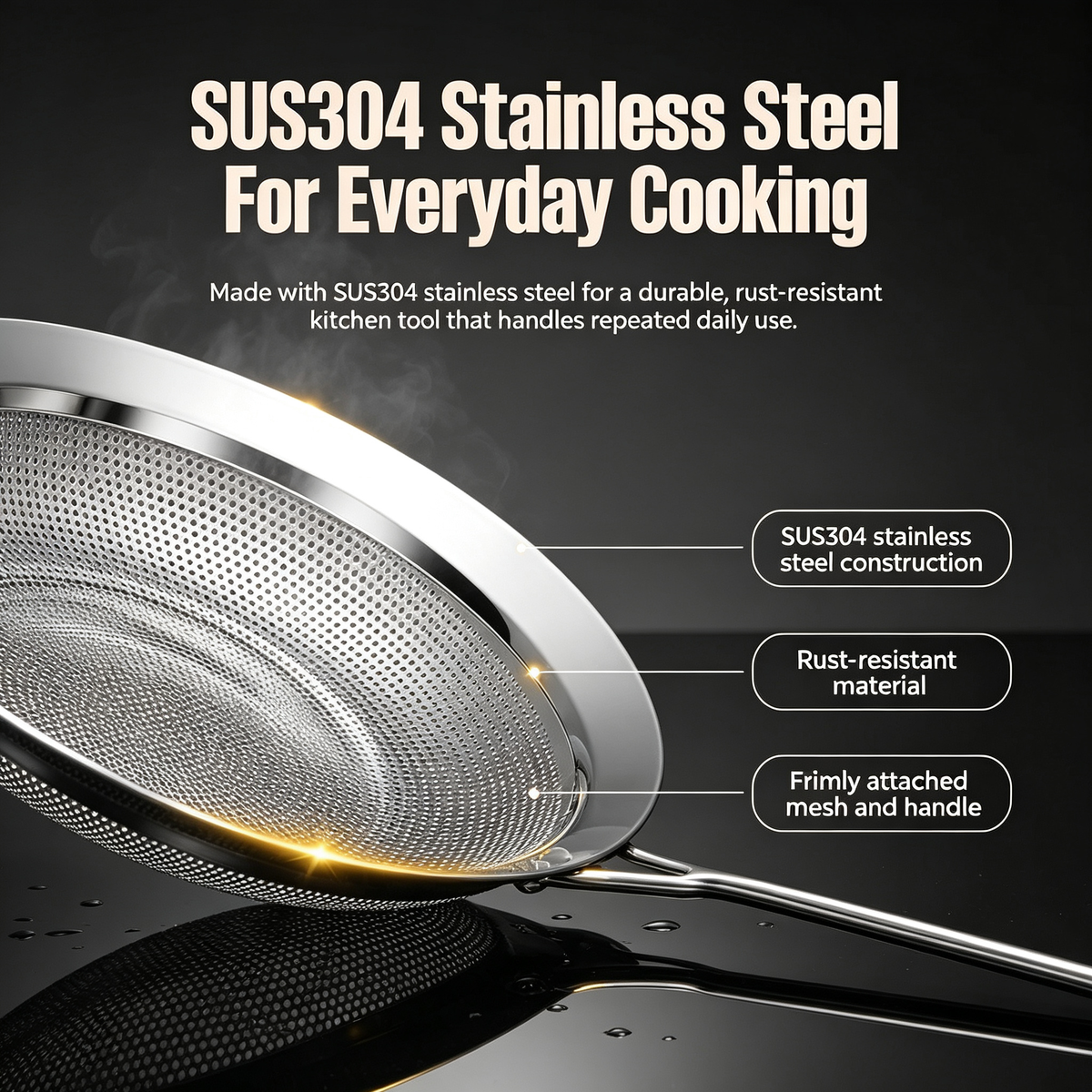 304 Stainless Steel Fine Mesh Skimmer Spoon