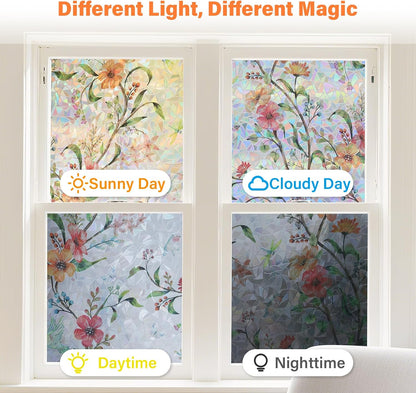 🌈Static iridescent flower glass film