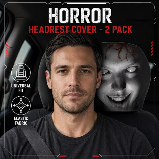2-Pack Scary Car Headrest Covers, Halloween Car Decorations