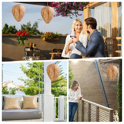 🐝🚫 4 Pack Fake Wasp Nest Decoy for Outdoor Hanging – Natural Wasp Deterrent