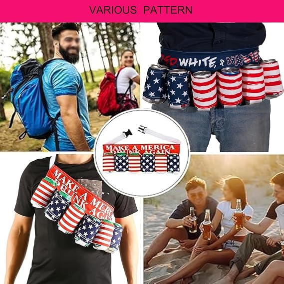 🍺 Patriotic Funny Beer Belt, Adjustable Beverage Holder