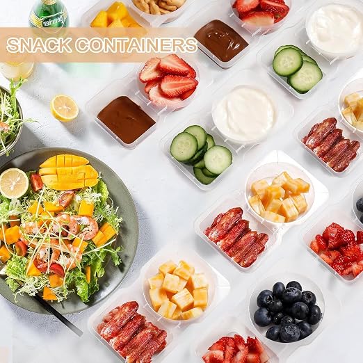 ♻️10-pack reusable double-compartment snack and seasoning containers
