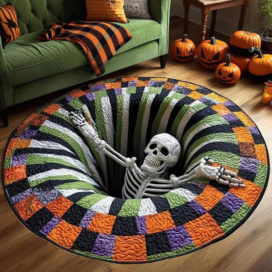 💀Halloween 3D Swirl Skull Round Rug