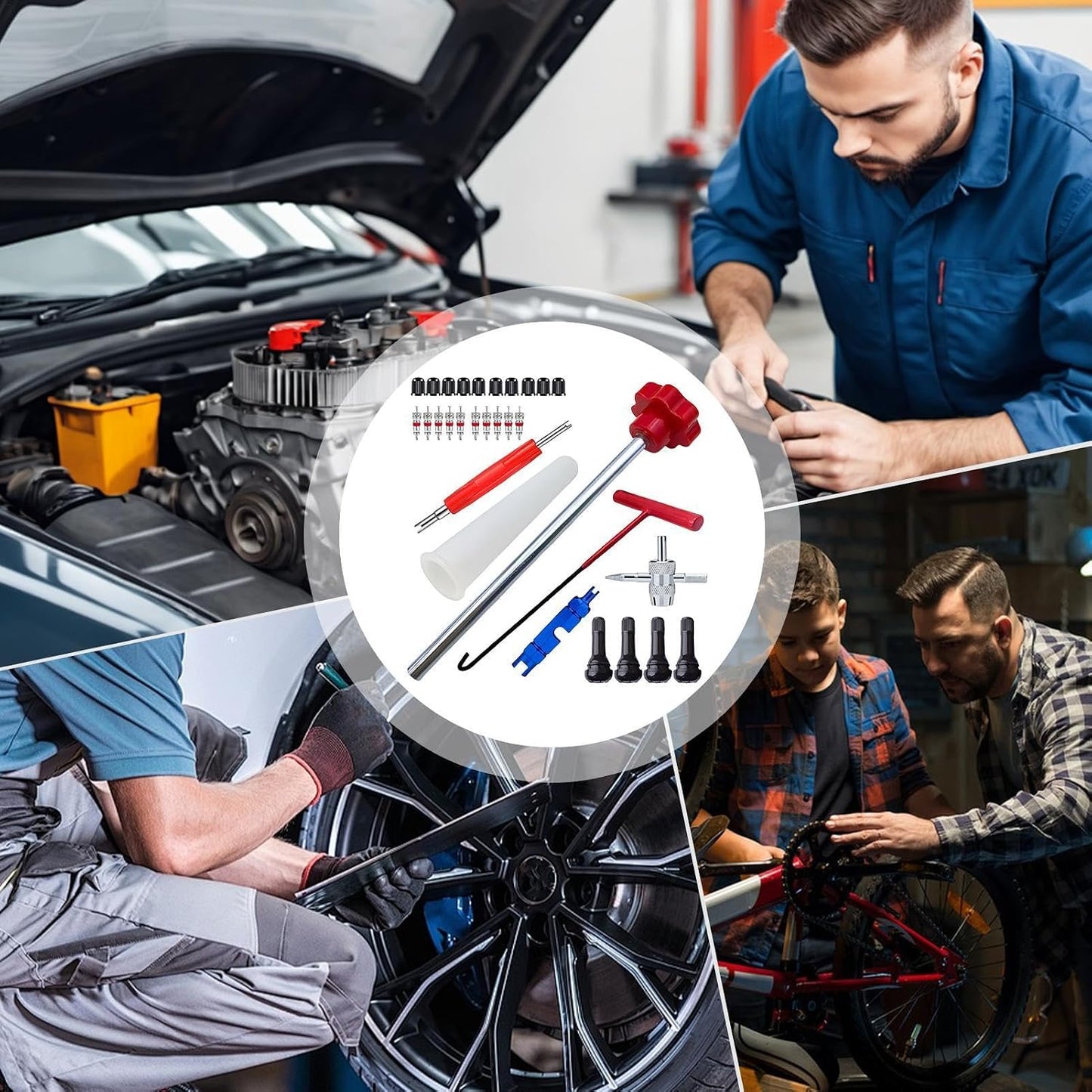 🔧30-piece quick tire valve removal and replacement tool kit