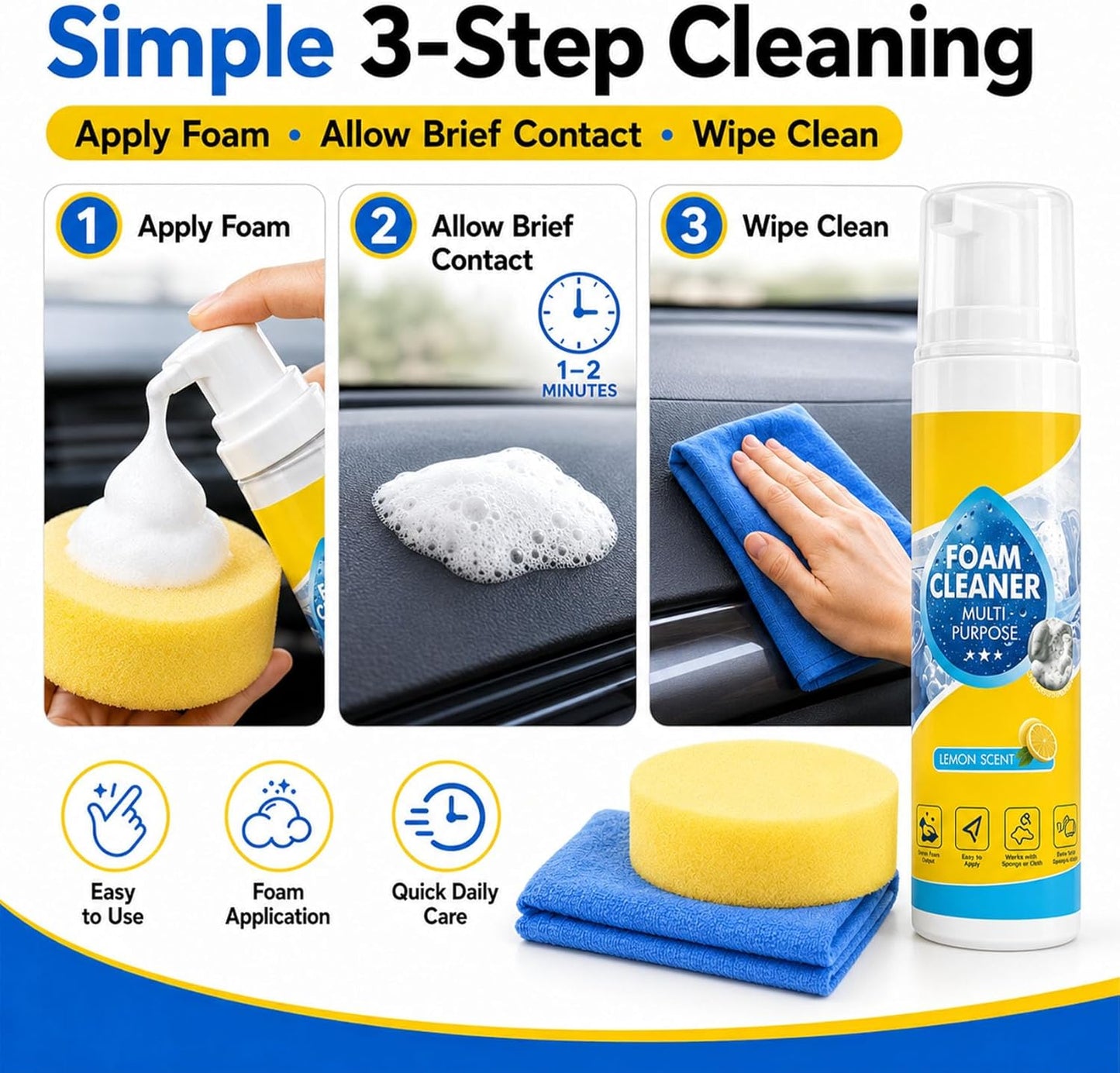 🧼✨ Foam Cleaner Multi Purpose 4-in-1 Spray