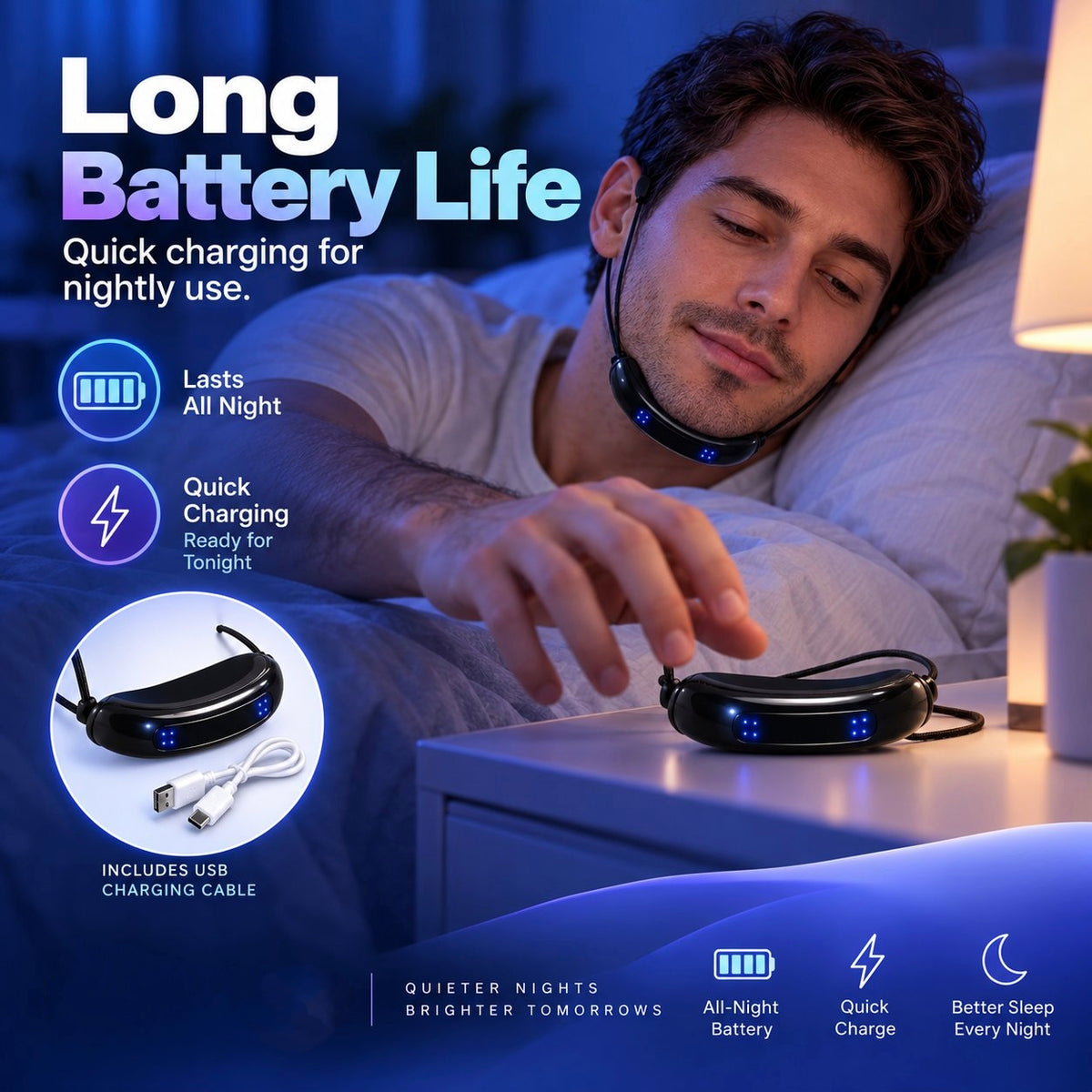 😴 Smart Electric Anti-Snore Device – Automatic Detection for Quiet Deep Sleep! 🌙
