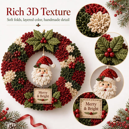 3D Fabric Stamped Wreath DIY Set, Adult Christmas Wreath Craft Set