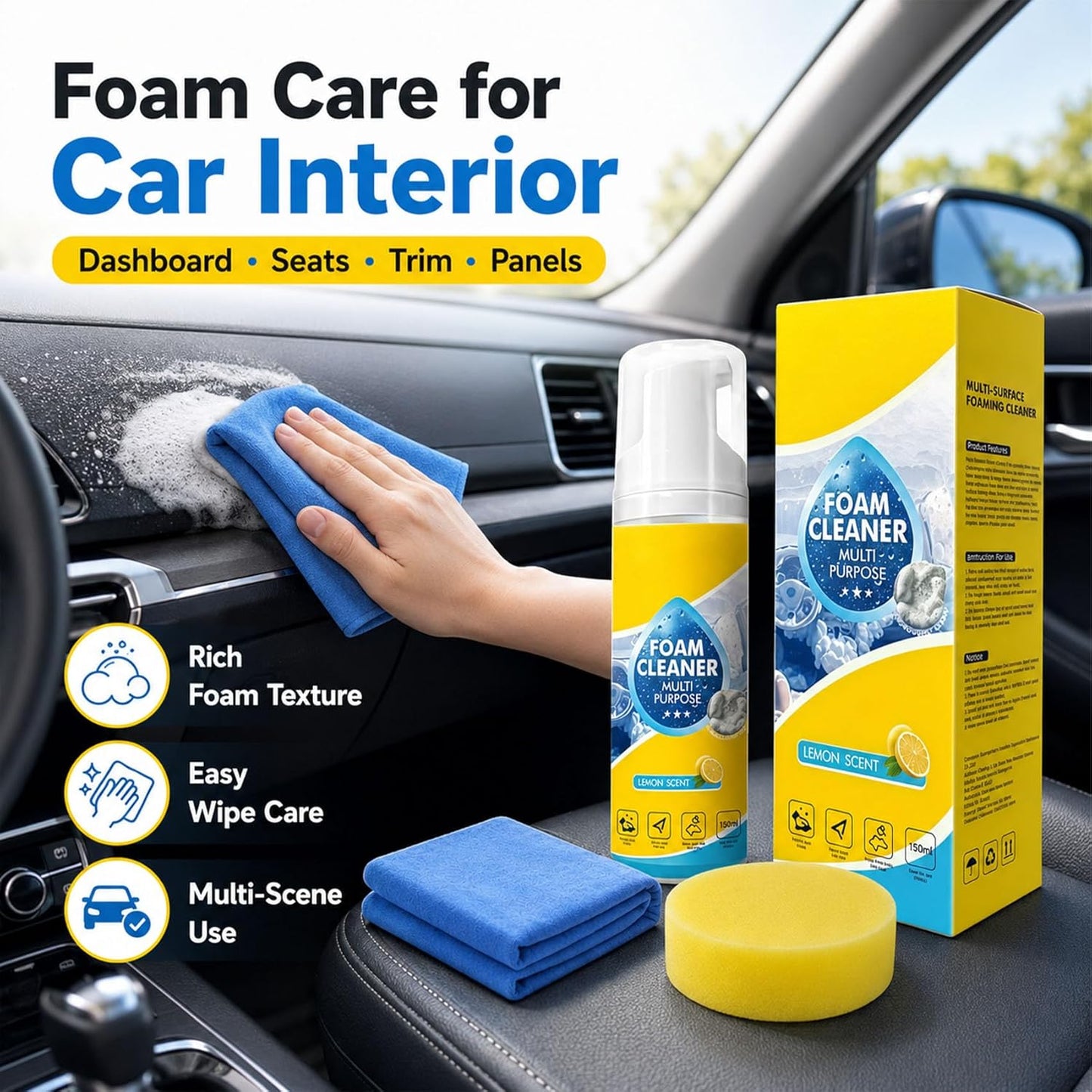 🧼✨ Foam Cleaner Multi Purpose 4-in-1 Spray