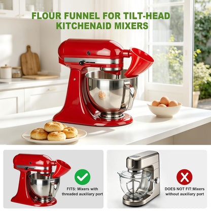 🥞Tilting mixer flour funnel-suitable for 4.5-5 quart mixing bowls