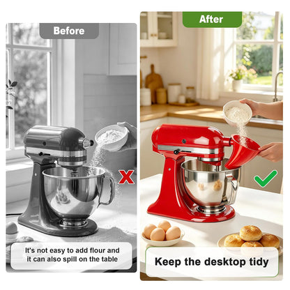🥞Tilting mixer flour funnel-suitable for 4.5-5 quart mixing bowls