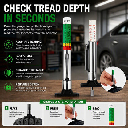 Car Tire Tread Depth Gauge Color Coded