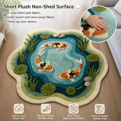 🐠Koi and lotus pond pattern plush carpet