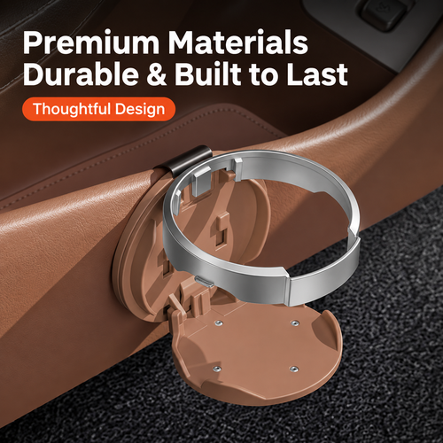 🥤Universal Foldable Car Cup Holder with Hooks - Suitable for Bottles, Coffee Cups, and Glasses