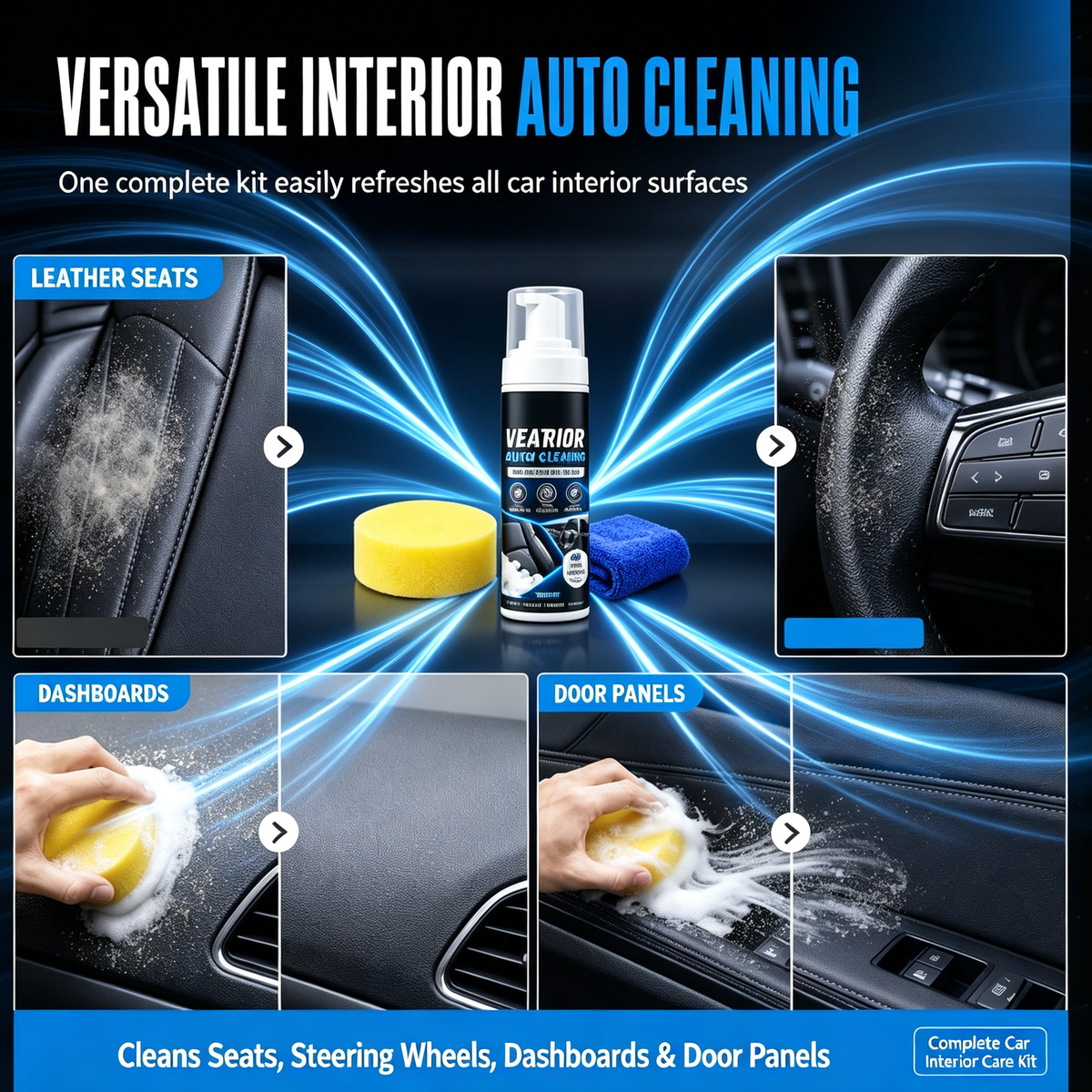 Car Interior Leather Foam Cleaner Kit