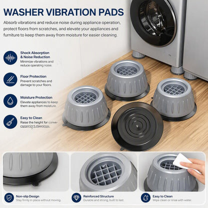 Noise Reducing and Anti Slip Anti Vibration Rubber Washing Machine Feet Pads（4Pcs）