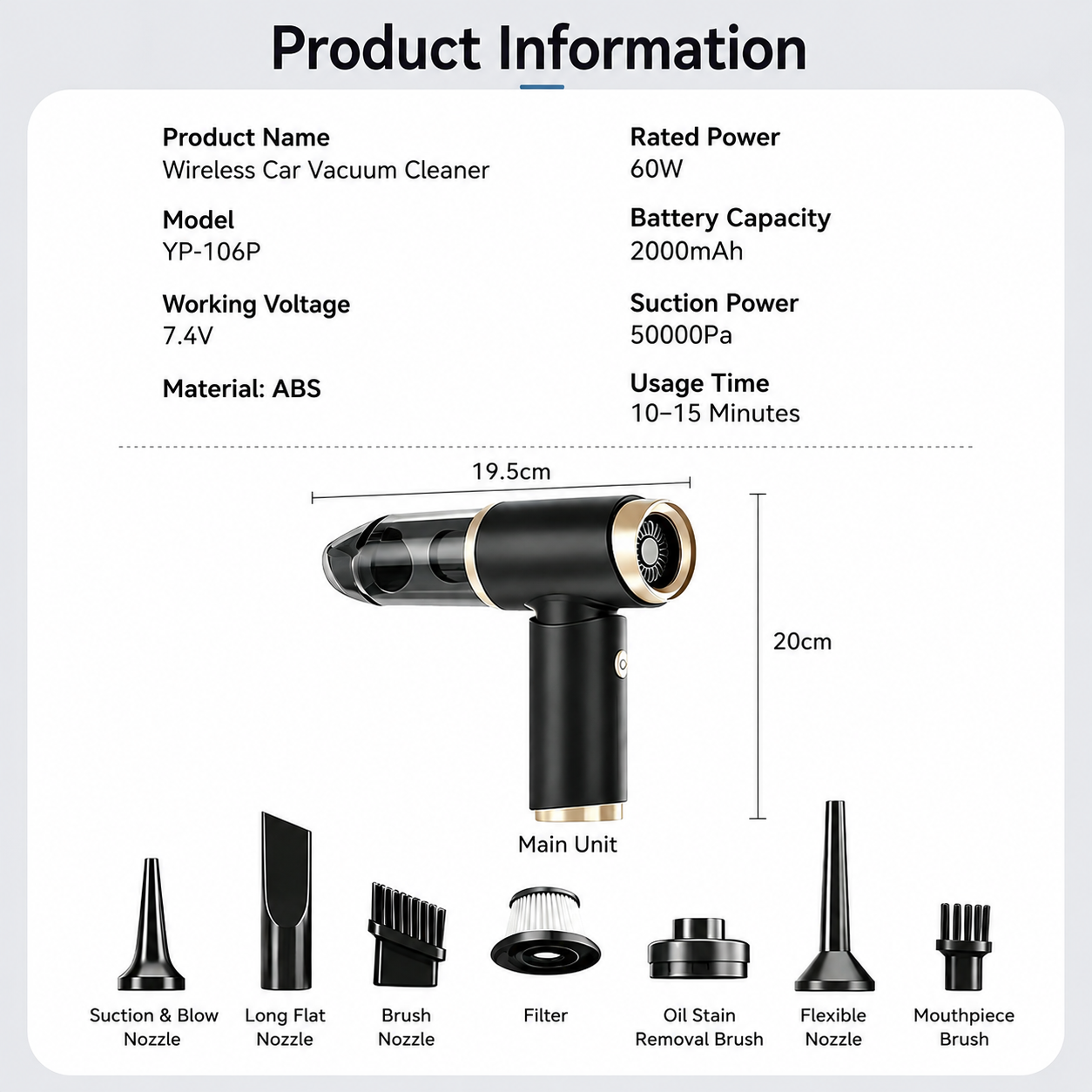 Portable Handheld Car Cordless Vacuum Cleaner