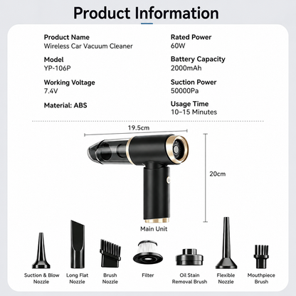 Portable Handheld Car Cordless Vacuum Cleaner