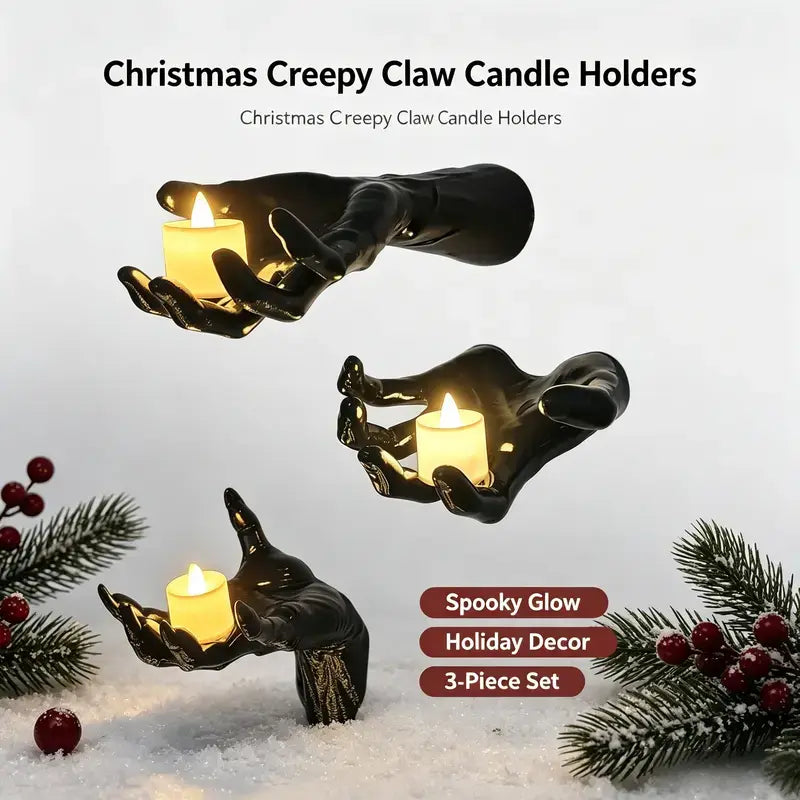 🕯️ Halloween Wall Mounted Creepy Reaching Hands with Lighted Candles, Life-Sized Horror Hands