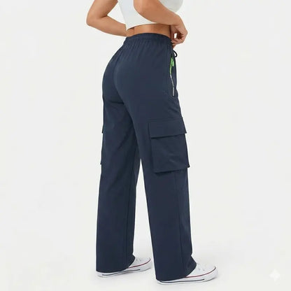 Multi-Pocket Design Slim Straight Leg Casual Trousers