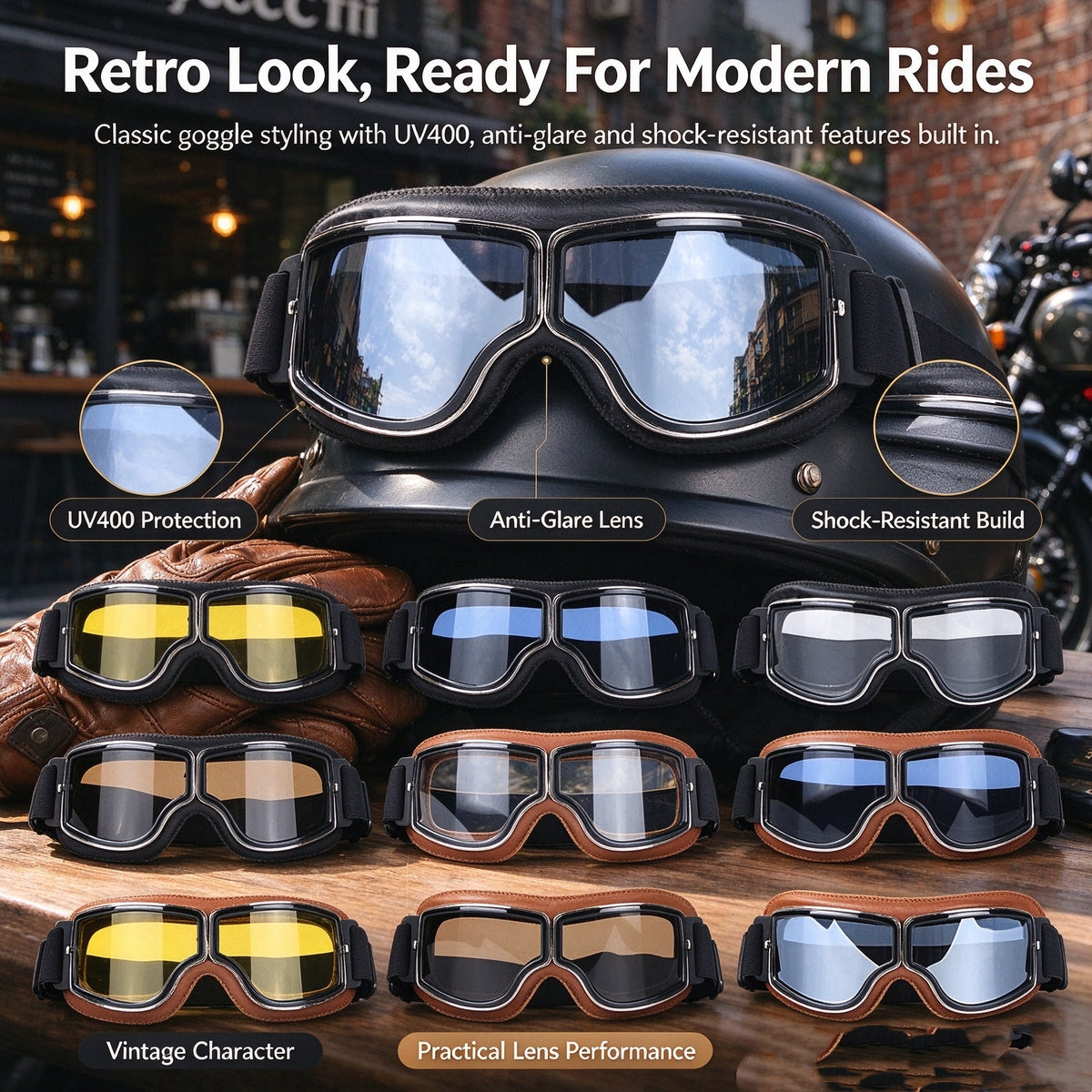 Vintage Windproof Motorcycle Riding Goggles