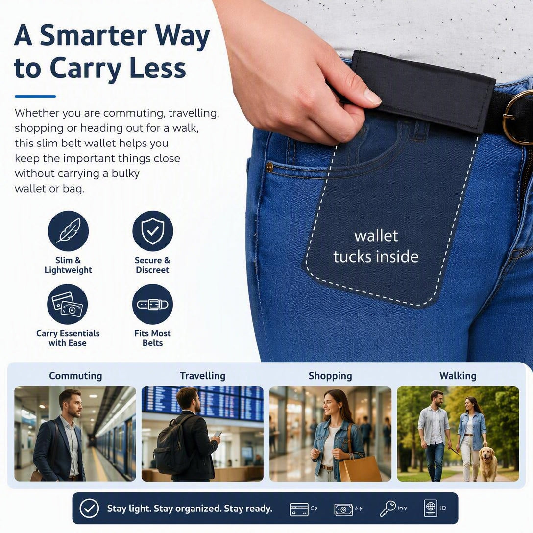 Hidden Under-Clothing Travel Wallet, Breathable Lightweight Pouch for Cards