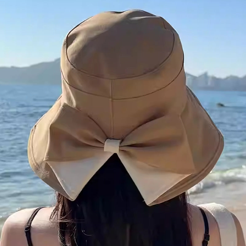 👒Summer Hot Sale☀️Women's Bowknot Wide Brim Sun Protective Hat