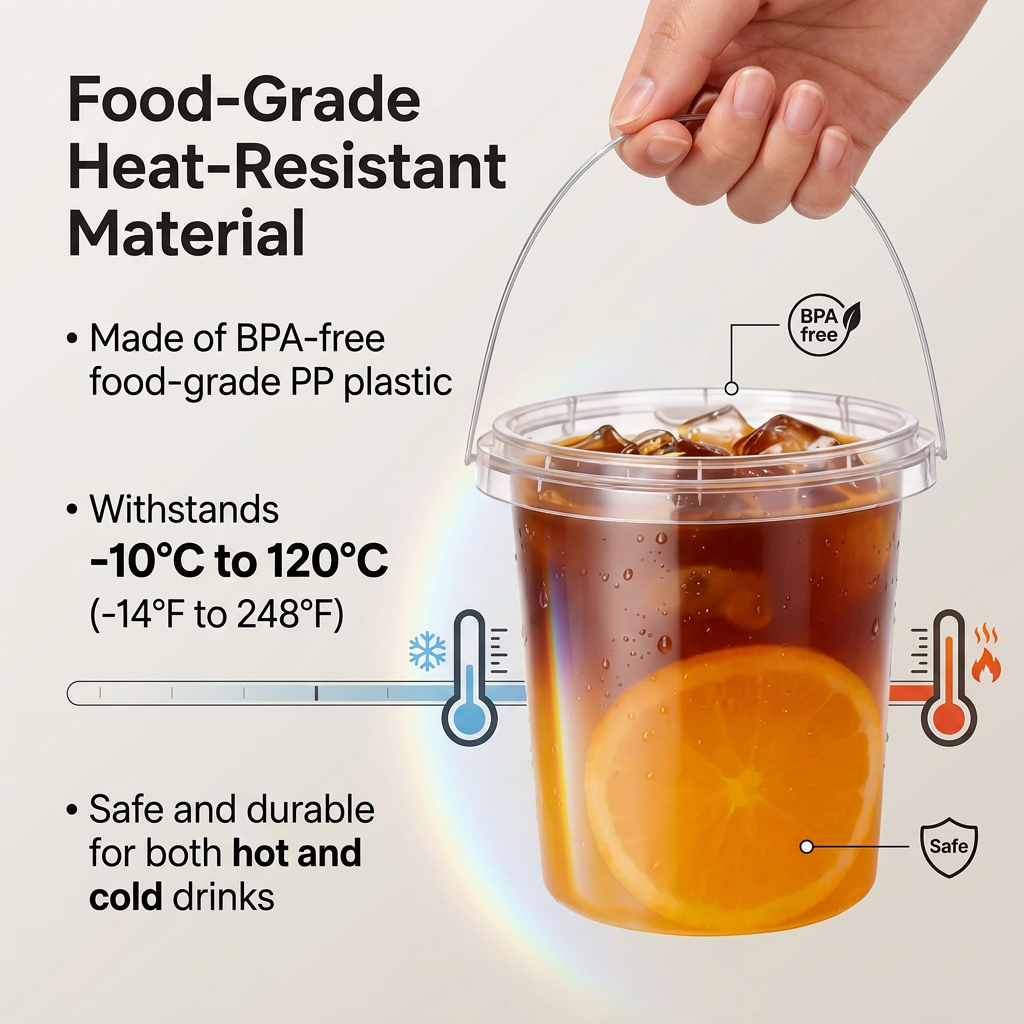 🥤Lidded straw drink container, leak-proof PP material