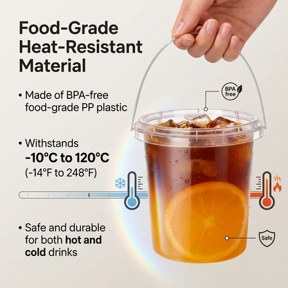🥤Lidded straw drink container, leak-proof PP material