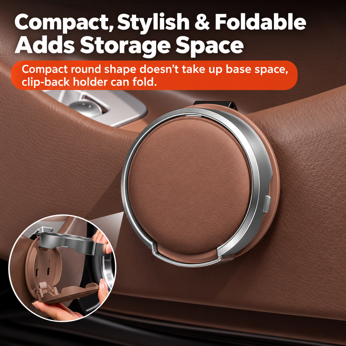 🥤Universal Foldable Car Cup Holder with Hooks - Suitable for Bottles, Coffee Cups, and Glasses