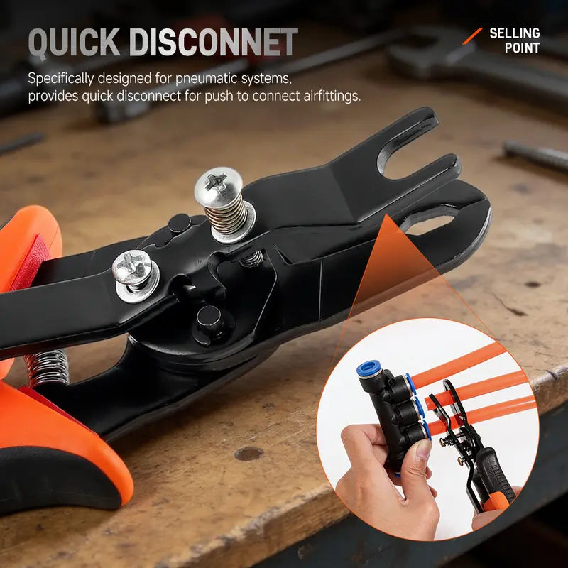 One-Hand Op. Heavy Duty Push-to-Connect Air Hose Connector Remover Pliers