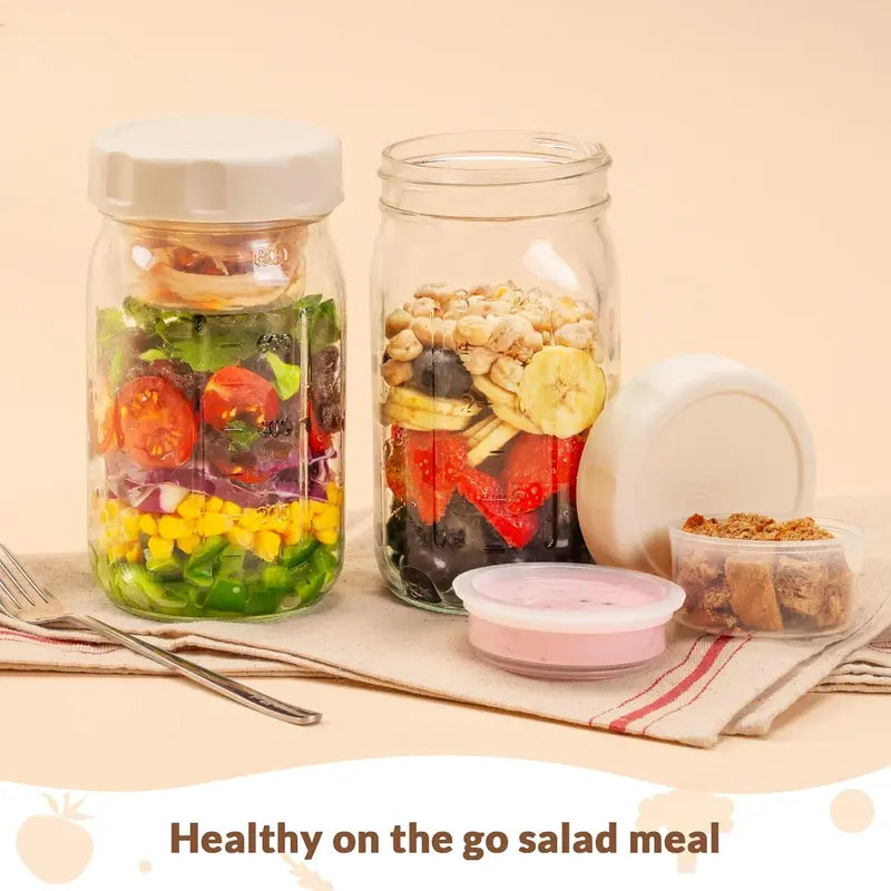 🥗Leak-proof salad lunch jar - with built-in divider