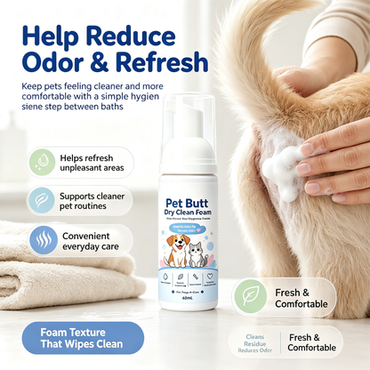 No-Rinse Pet Butt Dry Clean Foam for Dogs & Cats