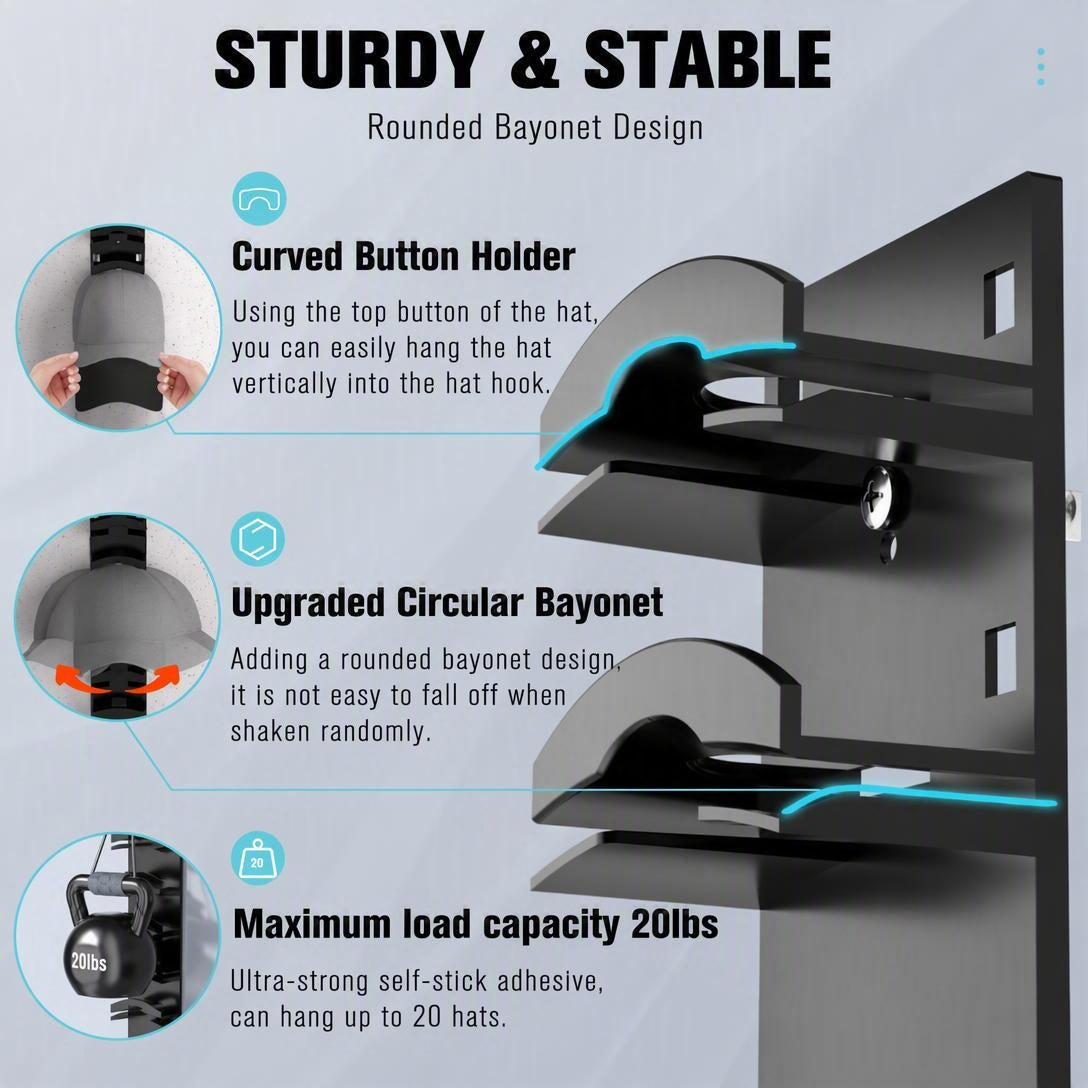🧢2-pack wall-mounted baseball cap storage rack