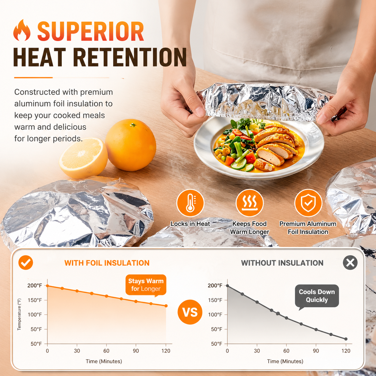 🍲🔥 Home dining table & food container aluminum foil heat-retaining cover