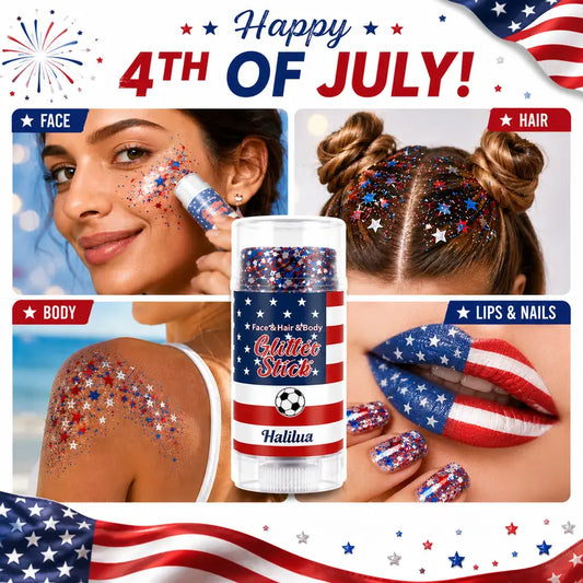🌈🎆 4th of July Glitter Stick | Red, White & Blue Body & Hair Sparkle