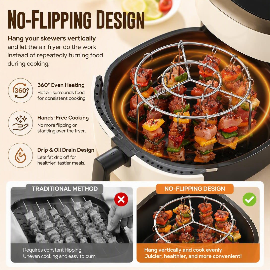 304 Stainless Steel Air Fryer Skewer Rack 360° Baking