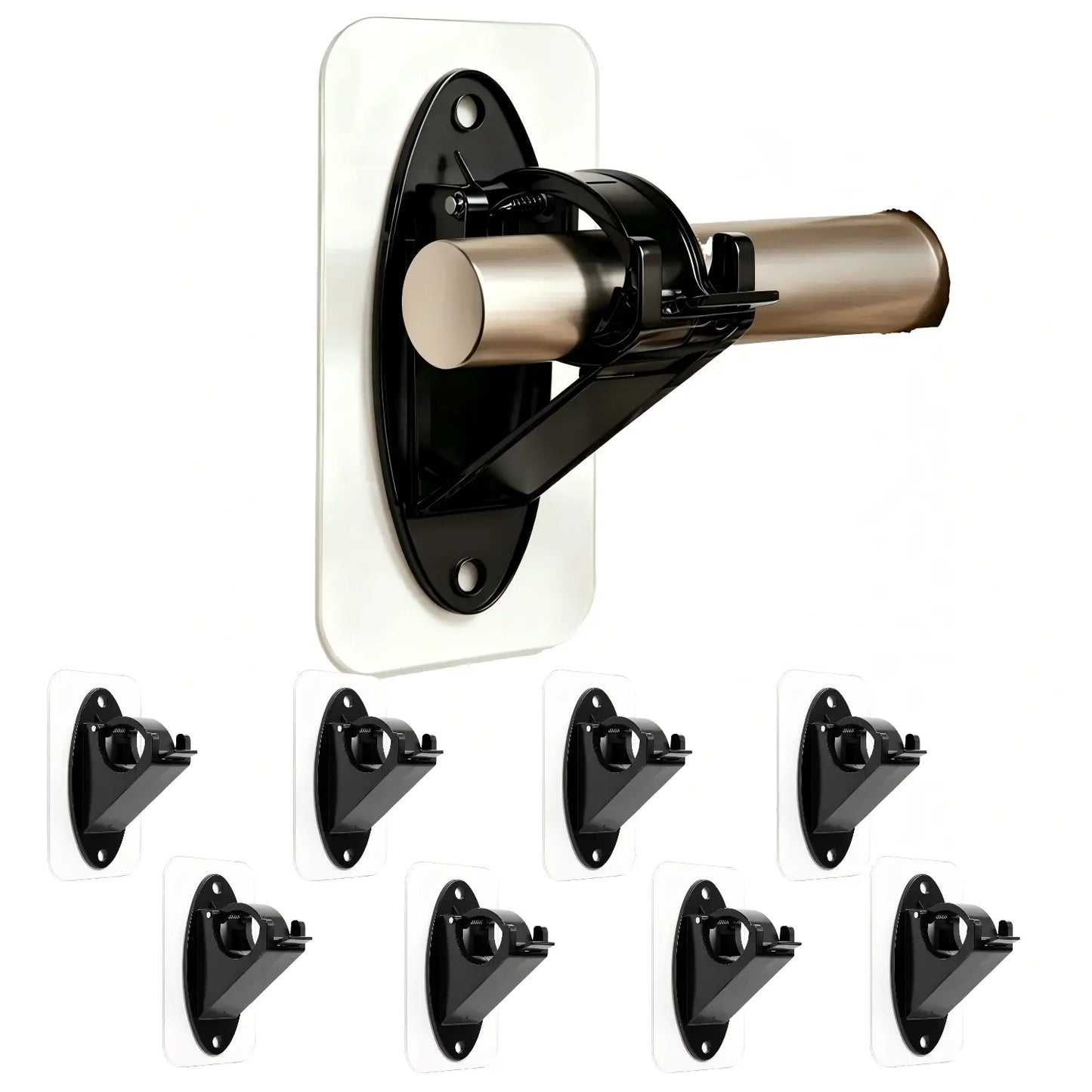 New Self Adhesive Rod Brackets, No Drill Needed Curtain Rod Holders