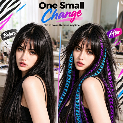 🎨Colored clip-on highlights hair extensions（2Pcs）