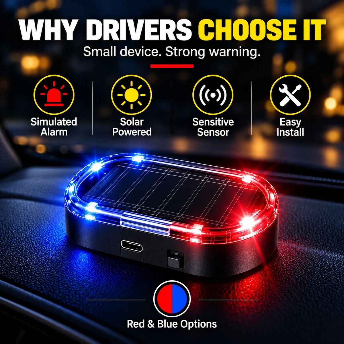 🚨Solar-powered automatic light-sensing LED simulated security warning flashing alarm light