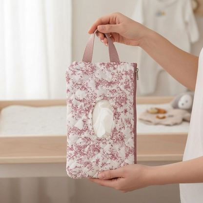 🌸Hangable floral pattern wet wipes bag