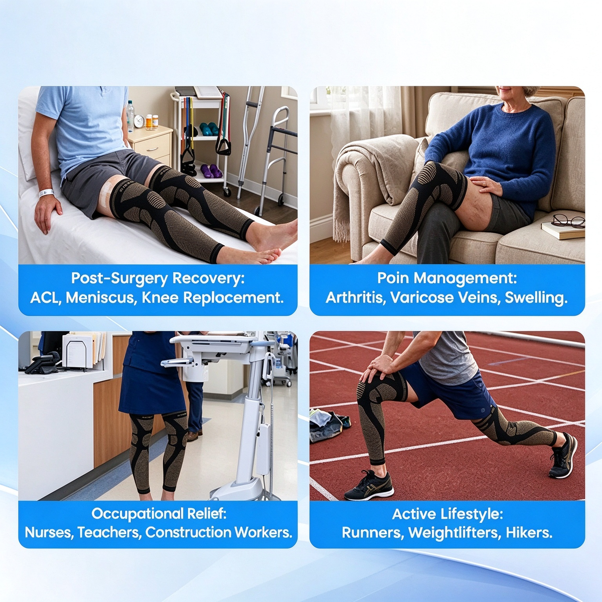 Copper-Infused Full-Leg Compression Sleeve — Unisex Slip-On Athletic Gear (Pair)