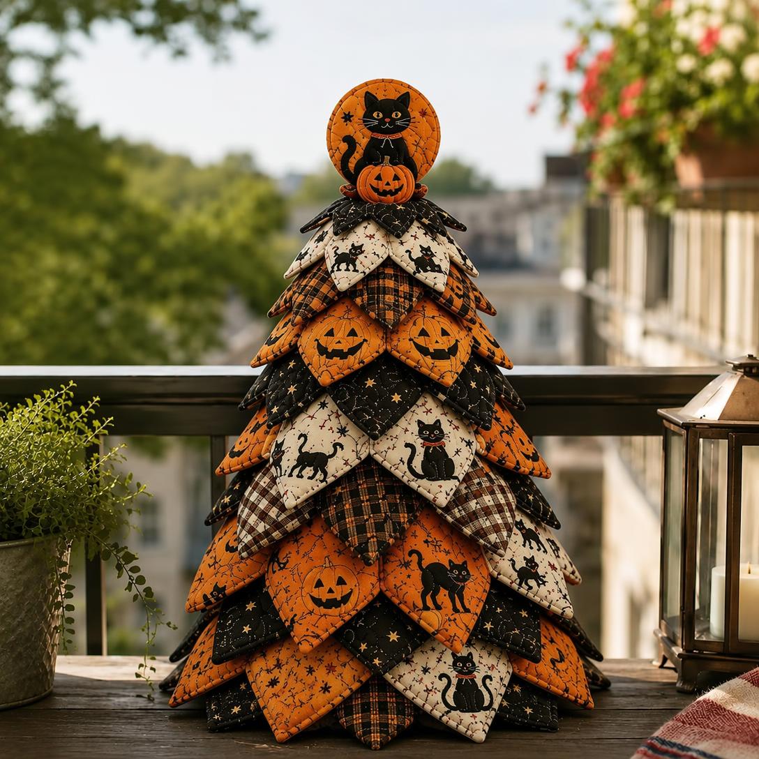 Black Cat Pumpkin Tree Quilt Kit