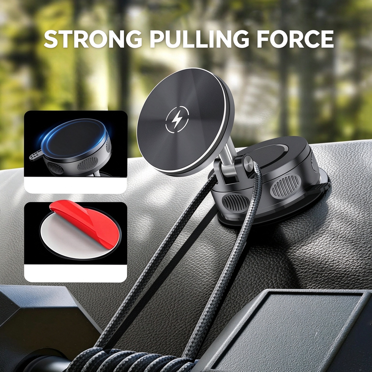 🚗Car Center Console Suction Cup Phone Holder - USB-C Car Charger