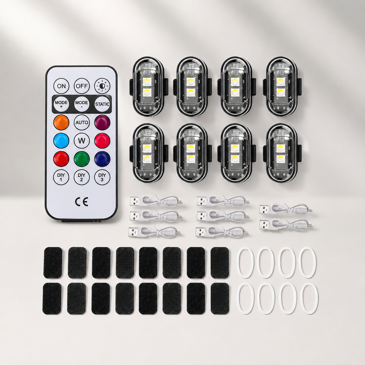 8 lights + remote control