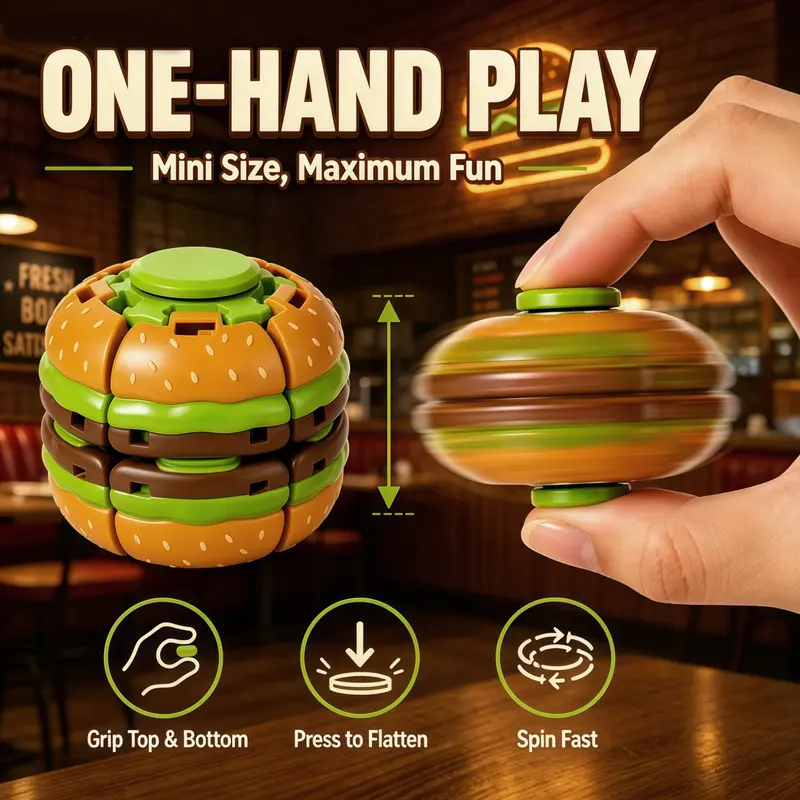🍔Hamburger-shaped transformable fidget spinner toy