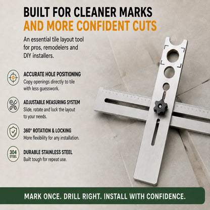 🌟 The Ultimate Tile Positioning Solution — Heavy-Duty Stainless Steel Multi-Angle Measuring Ruler 📏💪