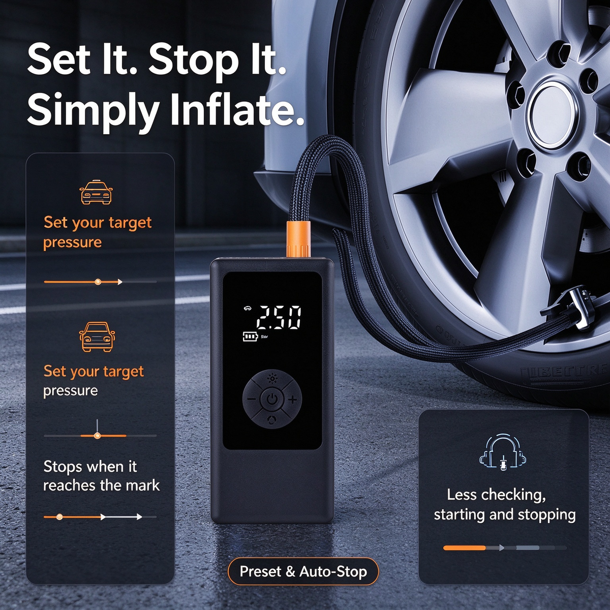🚗💨Portable tire inflator – keep your tires inflated anytime